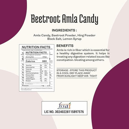 Vilaas Sugar-Free Beetroot Amla Candy 900gm | Indian Gooseberry for Eating | High in Vitamin C Low Processed and Sugar Free Amla | All Natural Ingredients | After Meal Mouth Freshner Mukhwas | No Artificial Preservative
