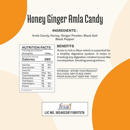 Vilaas Dried Honey Ginger Amla Candy 900gm | Tangy & Sweet Indian Gooseberry for Eating | Low Processed and Sugar Free Amla | All Natural Ingredients | After Meal Mouth Freshner Mukhwas | No Artificial Preservative