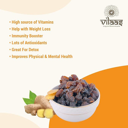 Vilaas Dried Honey Ginger Amla Candy 900gm | Tangy & Sweet Indian Gooseberry for Eating | Low Processed and Sugar Free Amla | All Natural Ingredients | After Meal Mouth Freshner Mukhwas | No Artificial Preservative
