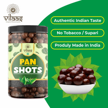 VILAAS Pan Shots Mukhwas Candy Balls 300gm | Refreshing Paan Flavour Laddu Candy | Traditional After-Meal Mouth Freshener | Sweet & Aromatic Paan Treat | Ready-to-Eat Snack