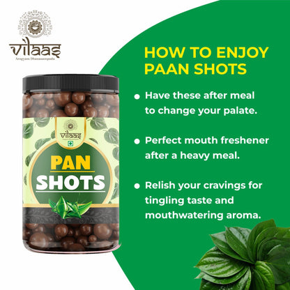 VILAAS Pan Shots Mukhwas Candy Balls 300gm | Refreshing Paan Flavour Laddu Candy | Traditional After-Meal Mouth Freshener | Sweet & Aromatic Paan Treat | Ready-to-Eat Snack