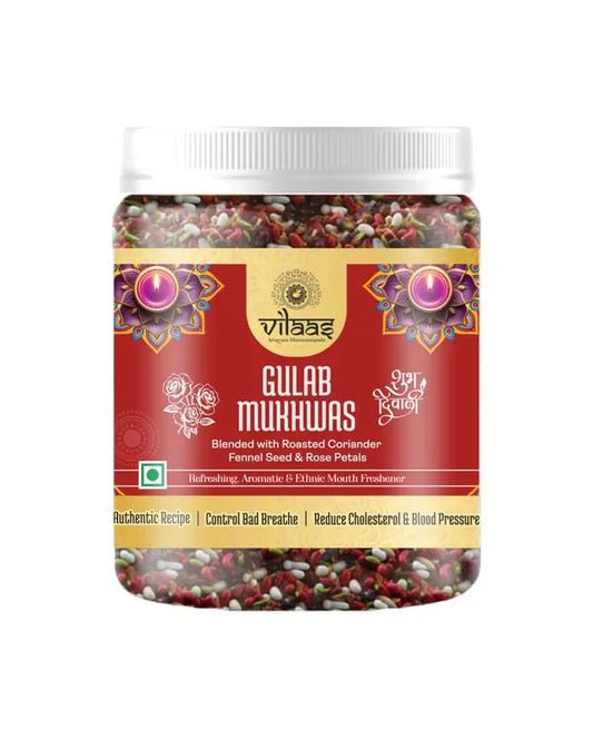 VILAAS Gulab Mukhwas 300GM (Goodness of Rose & Healthy Seeds) | Mix Digestive Mouth Freshner Saunf - Pack Of 1 Jar Pack